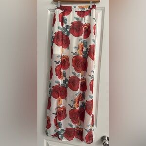 Forever 21 Rose Print Chiffon Maxi Skirt